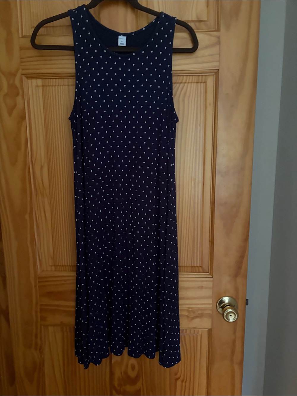 Old Navy Navy Sleeveless Polka Dot Swing Dress